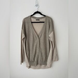 Sarah Pacini Made in Italy Open Front Knit Cardigan Beige One Size